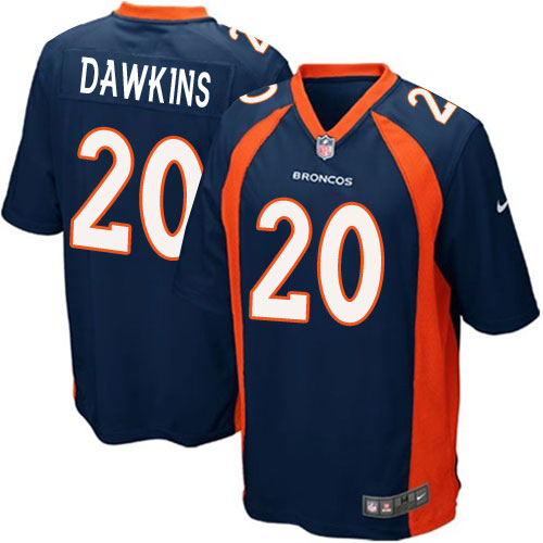 Men's Game Brian Dawkins Nike Jersey Navy Blue Alternate - #20 NFL Denver Broncos